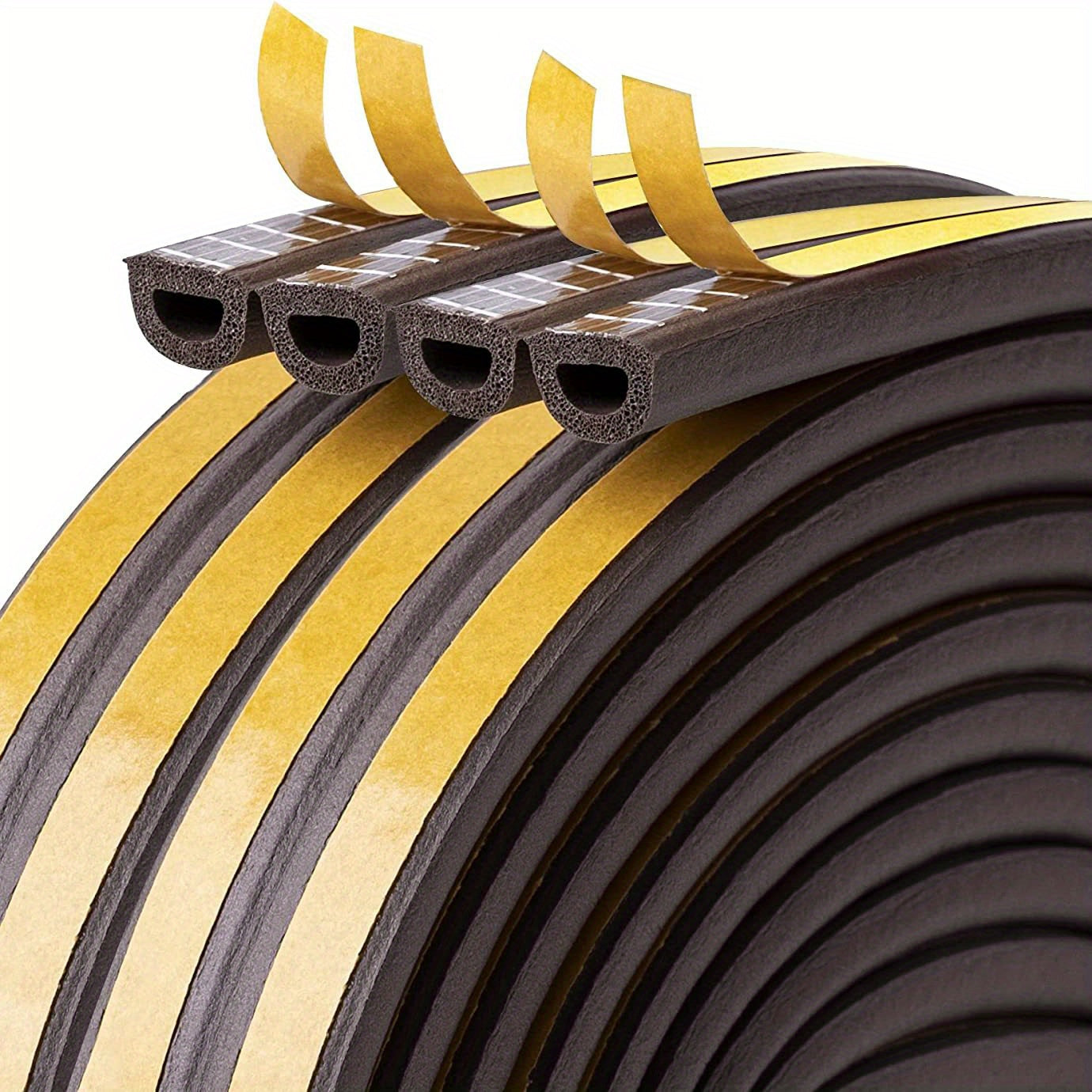 10.06m JABUKOSU Rubber Weather Stripping for Doors and Windows, Self-Adhesive Insulation Seal Strip, Fire Rated 90 Minutes, Weatherproofing with Collision Avoidance