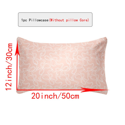 Elegant and Breathable Polyester Throw Pillow Covers in White, Cream, Brown, and Gray Plaid with Pink and Black Bow Accents - Luxuriously Soft and Stylish Design with Envelope Closure - Available in 30x50cm, 51x66cm, and 50x75cm - Perfect for Home Decor