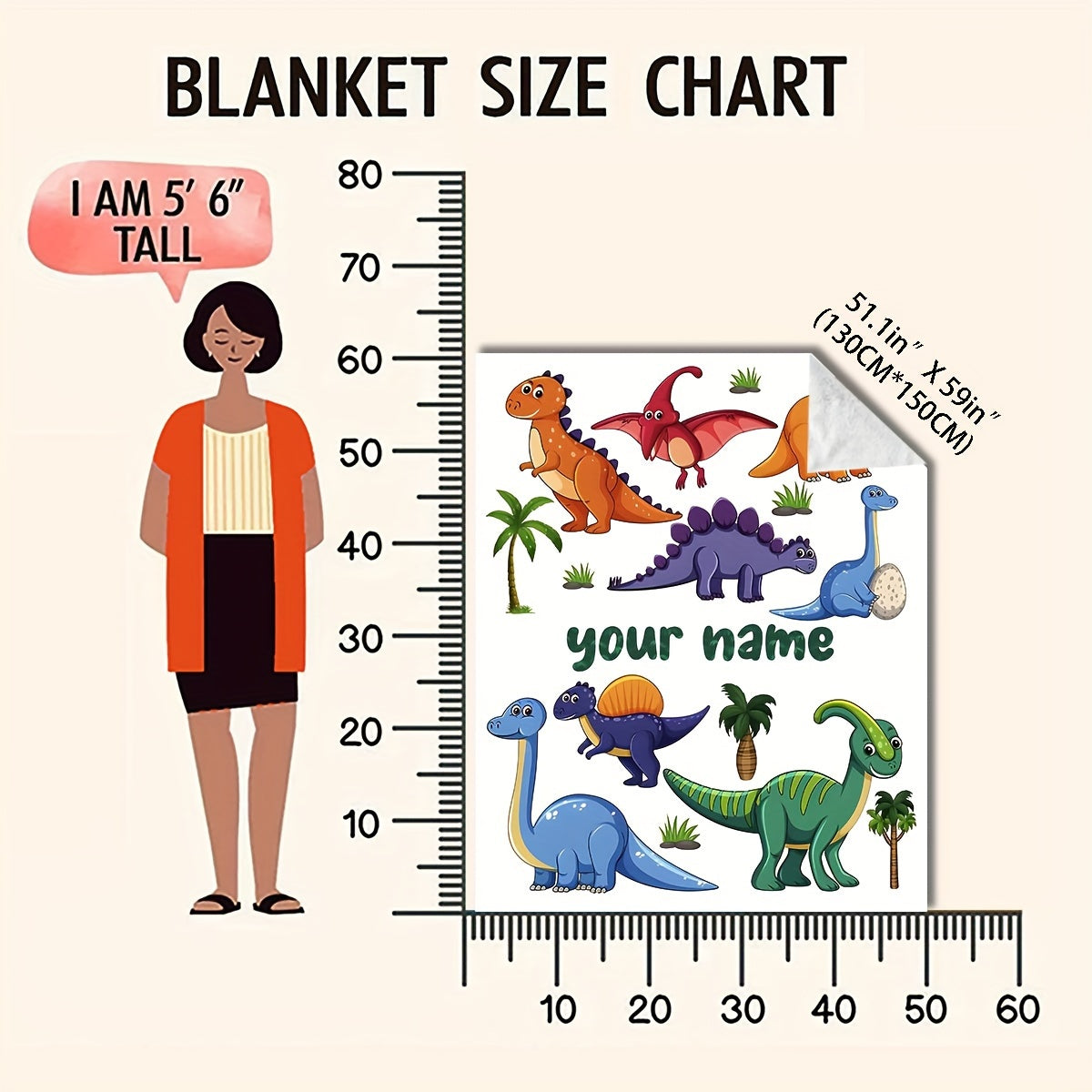 Soft and cozy dinosaur cartoon flannel throw blanket - great for all seasons, makes the perfect gift for bedroom decor.