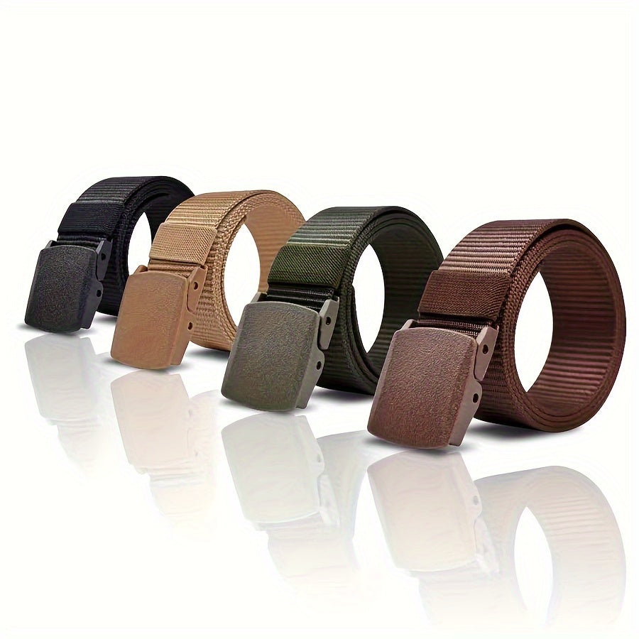 Hypoallergenic nylon belt with smooth buckle, ideal for casual wear, jeans, and outdoor activities for both men and women.