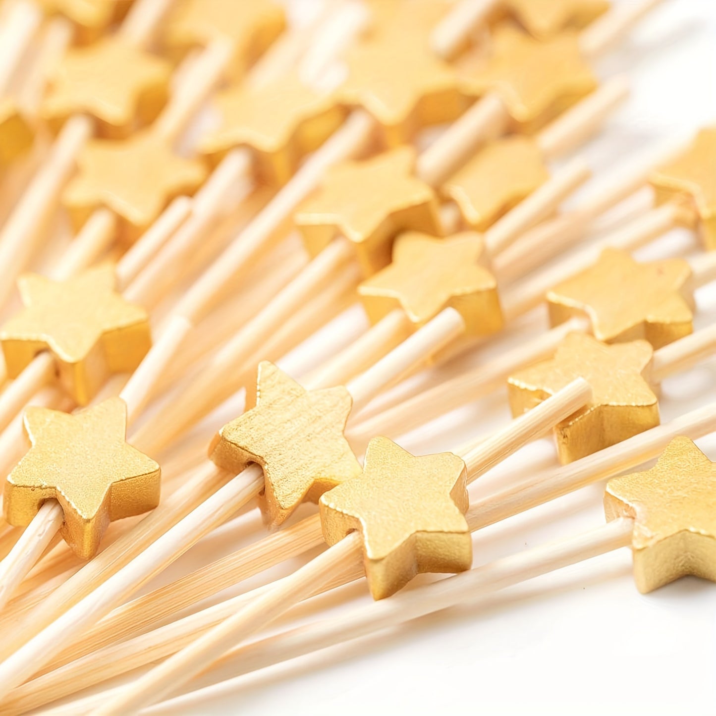 100 handmade Matt Gold Star cocktail picks for party supplies