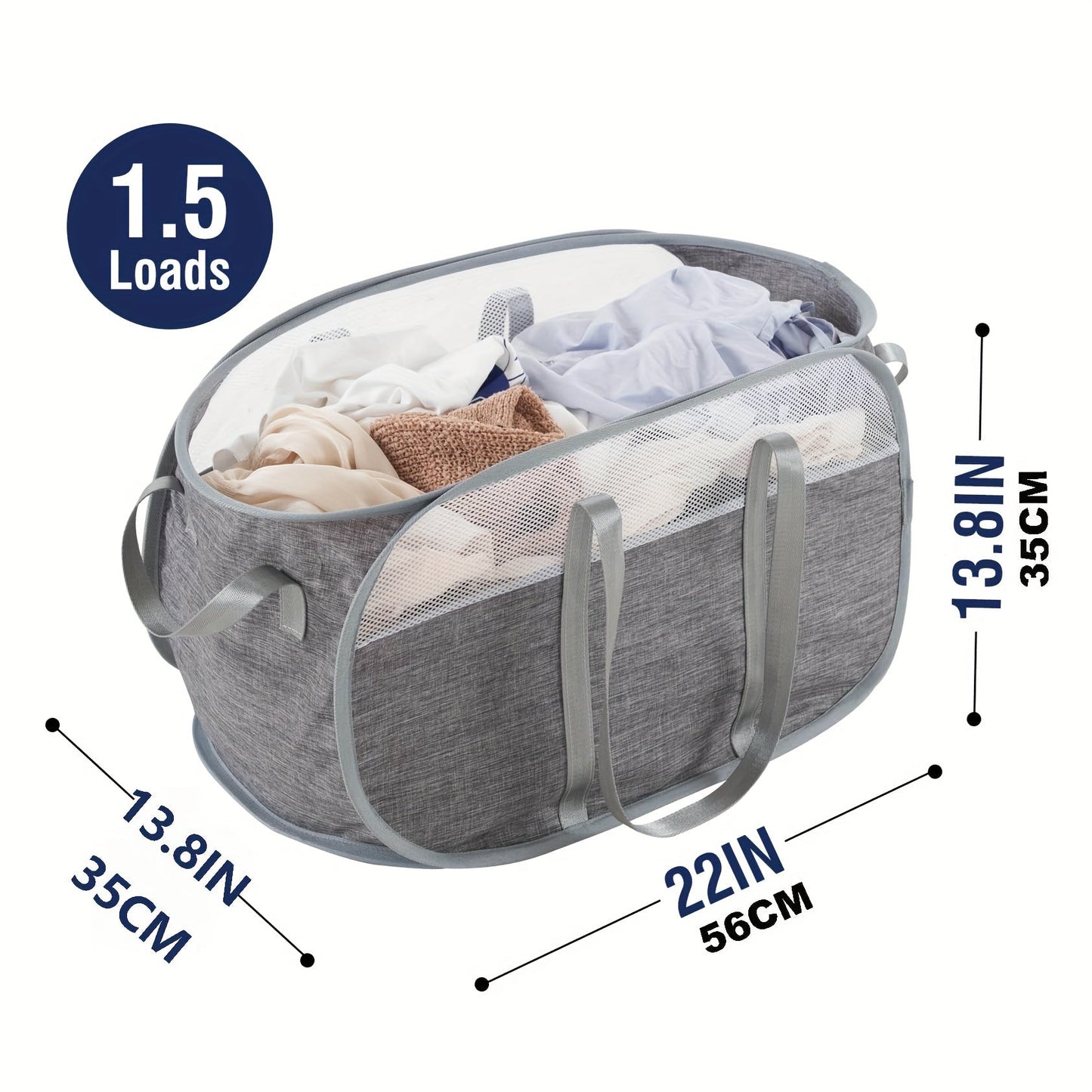 Collapsible Laundry Baskets: Convenient Foldable Design with Reinforced Handles, Durable Pop-Up Hampers for Laundry. Tearproof and Easy to Carry Basket for Home, Dorm, Travel, and Organization. Ideal for Storage Supplies.