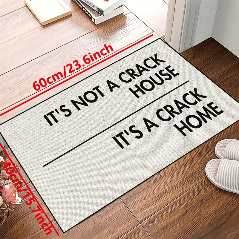 Non-slip machine washable polyester door mat with a white background and crackle home design. Perfect for indoor and outdoor use, this mat is suitable for bedrooms, rooms, hallways, courtyards, as well as photo props and gifts. Measuring 15x23 inches, it