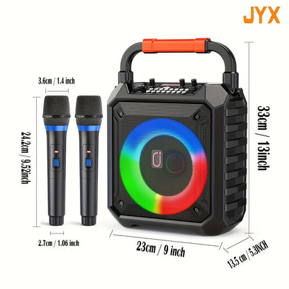 JYX-T17 Ultimate Bass & Treble Wireless Speaker with 2 Microphones - Portable Party PA System with LED Lights, USB/TF Card/AUX Karaoke & DJ Support