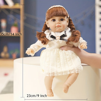 35.56 cm BeBe Reborn Youngsters Doll with soft vinyl skin and fashion clothes, in a DIY movie theme, light brown by AKODEERD.