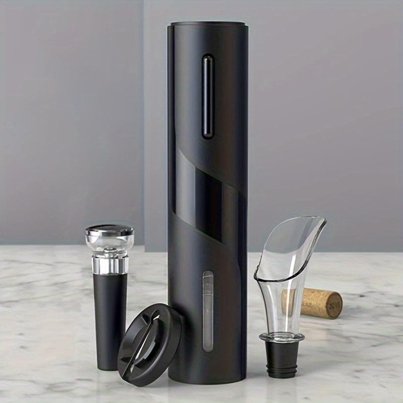 Enjoy the convenience of the BALASHOV Cordless Electric Wine Opener Set, complete with Vacuum Stopper & Foil Cutter. Perfect for effortlessly opening wine bottles, this battery-powered set is ideal for home bars, kitchens, and makes a great wedding gift.