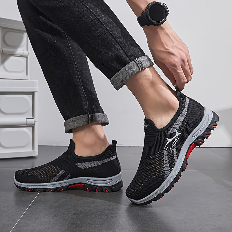 Men's slip-on athletic sneakers with breathable mesh upper, rubber sole, and casual sports style for spring/summer.