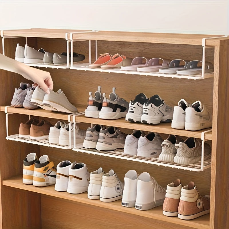 The Adjustable Metal Shoe Rack Organizer is a versatile storage solution that requires no tools for assembly. Its sturdy design is perfect for storing shoes in closets, bedrooms, or dorm rooms without the need for electricity or wood.