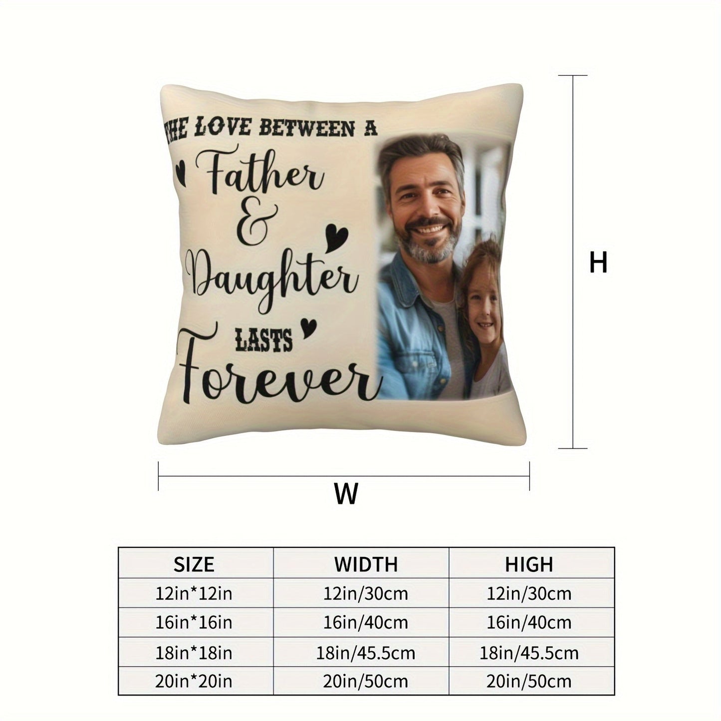 Custom Father & Daughter Photo Pillowcase - Great for Father's Day, Christmas, Thanksgiving, Birthdays | Soft Polyester Home & Sofa Decor, Gift for Dad