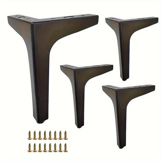 Get a set of 4 sleek black metal furniture legs perfect for upgrading your sofa, table, cabinet, or dressing table. These modern style legs can easily be DIY replacements for chairs, beds, cabinets, and tables.