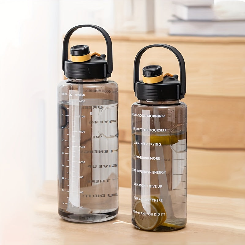 Large clear plastic water bottles for sports and outdoor activities, ideal birthday gifts, available in sizes 50.7oz, 67.6oz, and 101.4oz.