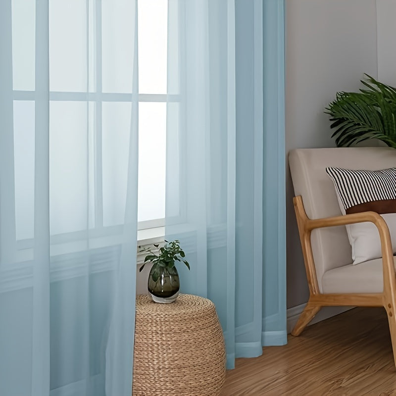 [Top Pick] Add a touch of elegance to your home with these stylish terylene gauze curtains. The two-piece set features a semi-transparent design in a plain color, perfect for creating a breathable and lightweight atmosphere in any room. Hang them with