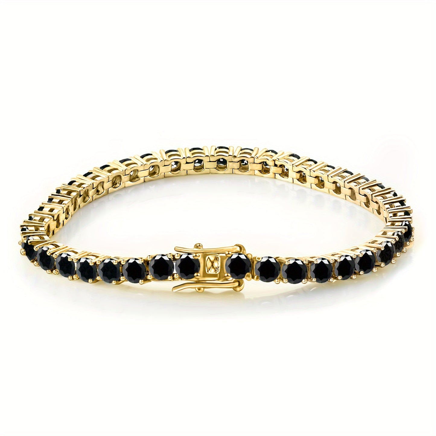 1pc Gemstone Ladies 925 Pure Sterling Silver Gold Plated 5mm Multi-Colored Moissanite Tennis Bracelet for Both Men and Women. This Hot Selling Luxury Fashion Hip Hop Bracelet Makes a Perfect Valentine's Day, Mother's Day, Anniversary, Wedding, or