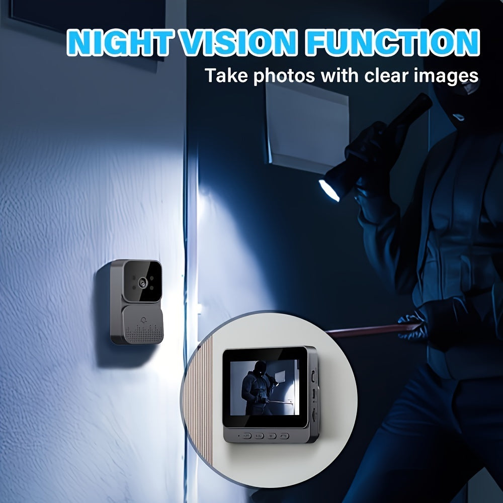 10.92 cm Screen Intercom Video Doorbell with Infrared Night Vision and Long Battery Life, Easy Connection without the need for an app.