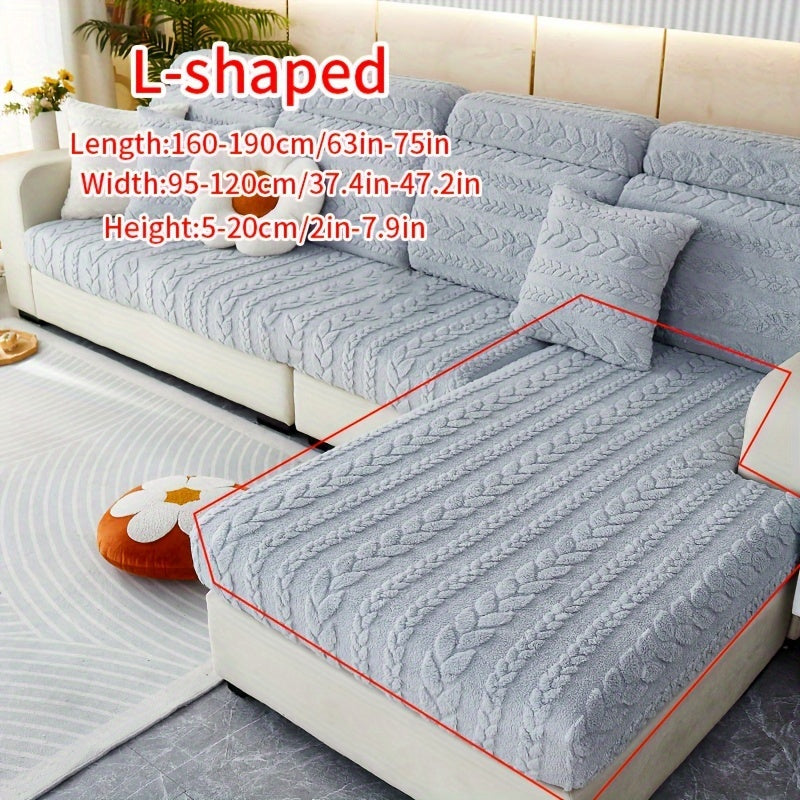 Wheat Sheaf Pattern Plush Sofa Cover, Cat Scratch Resistant, Elastic Fit for 1-4 Seater Sofas, Non-Slip, Machine Washable, Ideal for Multiple Rooms