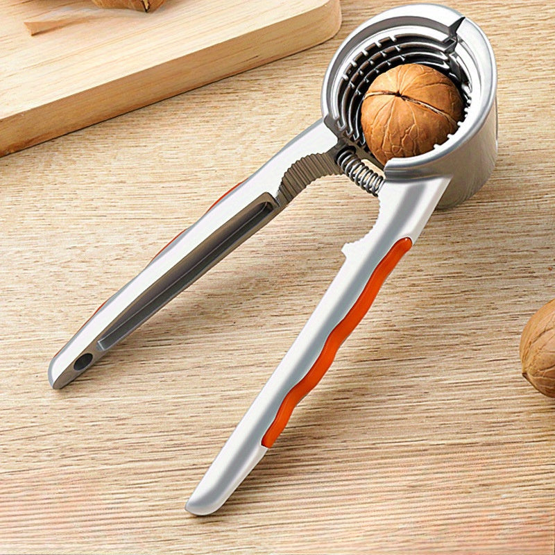 Multi-functional nutcracker made of zinc alloy, featuring a dual jaw design for effortless shelling of nuts and seafood. An essential kitchen gadget suitable for both home and restaurant use.