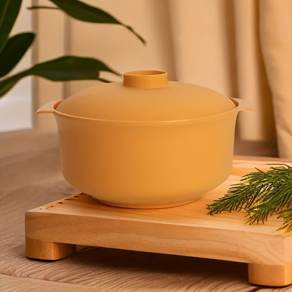 Durable, non-slip salad bowl with lid, microwave safe, novelty shape, ideal for grains, pasta, picnics, camping.