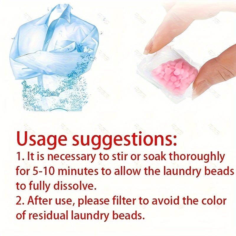 Laundry scent beads with double fragrance for odor removal and long-lasting freshness in commercial laundry rooms.