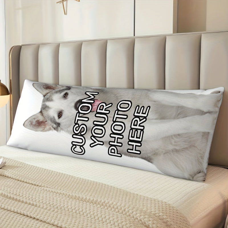 Double-Sided Personalized Plush Photo Pillowcase - Soft & Cozy - Ideal for Home Decor, Anniversary, Valentine's Day Gift - Measures 50.8x137.16 cm