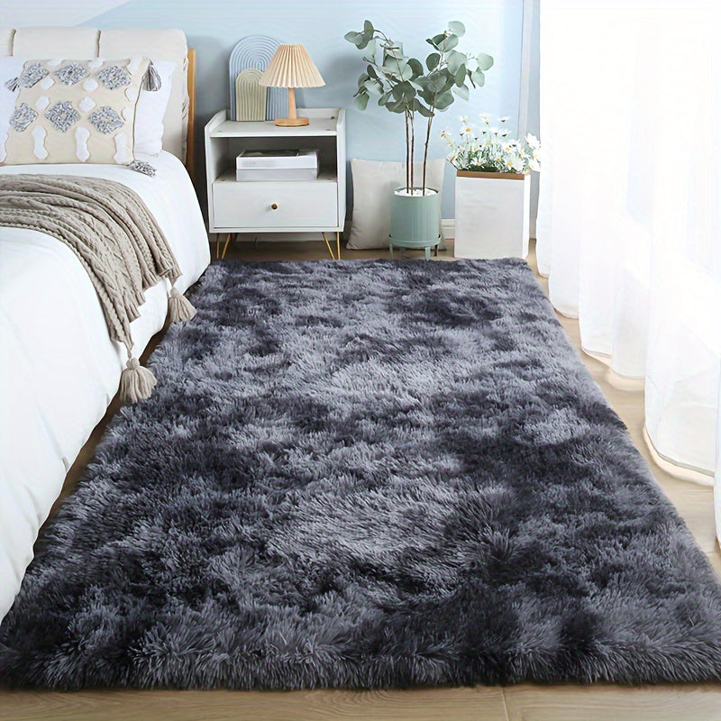 Soft and luxurious tie-dye black area rug, perfect for living room and bedroom decor. Stain-resistant and non-slip, ideal for Christmas and Thanksgiving.