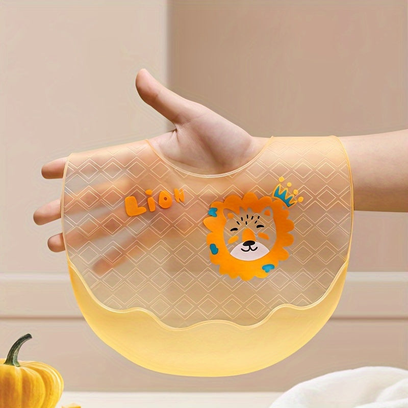 Adorable Silicone Bib: Waterproof, Oil-Proof, and Food-Grade with Cartoon Animal Design. Perfect for Complementary Food on the Go!