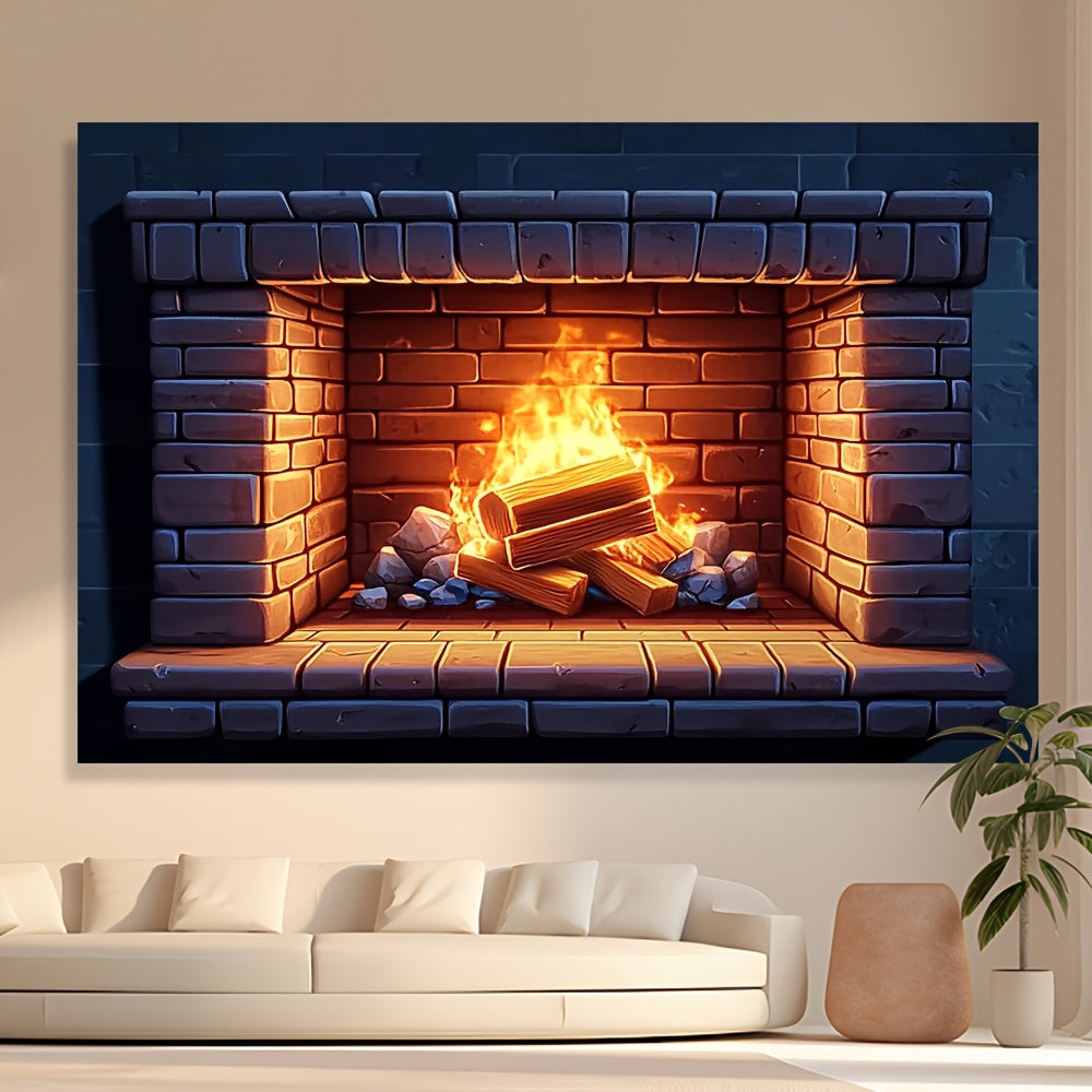 Create the cozy ambiance of a real fireplace with this 3D Fireplace Backdrop Cloth. Made from durable polyester, this wall decor is perfect for all seasons. Easy to hang with no need for electricity or batteries, it is a perfect addition to any bedroom