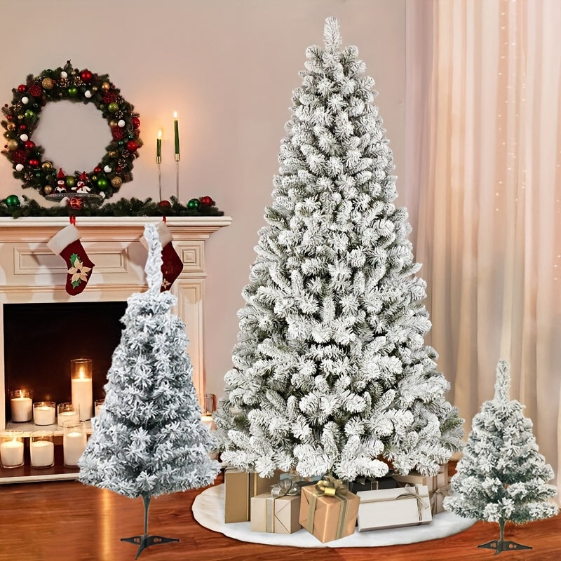 Luxury Crypt Christmas Tree Made of Flocked Artificial Cedar, Reusable with Simple Assembly & Disassembly, Convenient Detachable Storage, Perfect for Festive Home, Office, and Party Decor - White