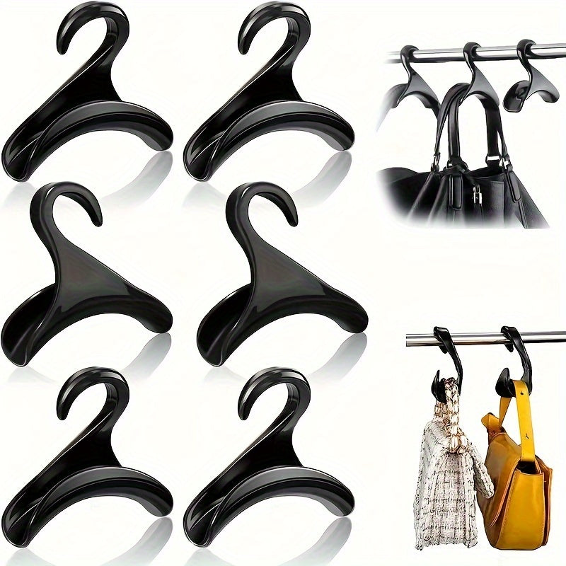 Set of 6 or 18 Solid Color Handbag Hooks with Arched Safety Design, Space-Saving Hanging Bag Tote Holder, and Rack