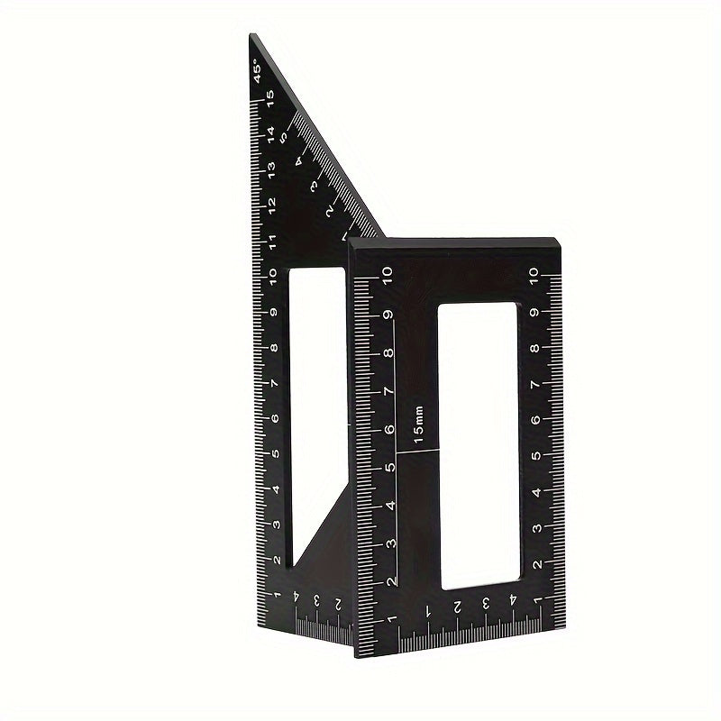 Durable Precision Aluminum Square Ruler for Woodworking - 45°/90° Multi-Angle Measuring Tool