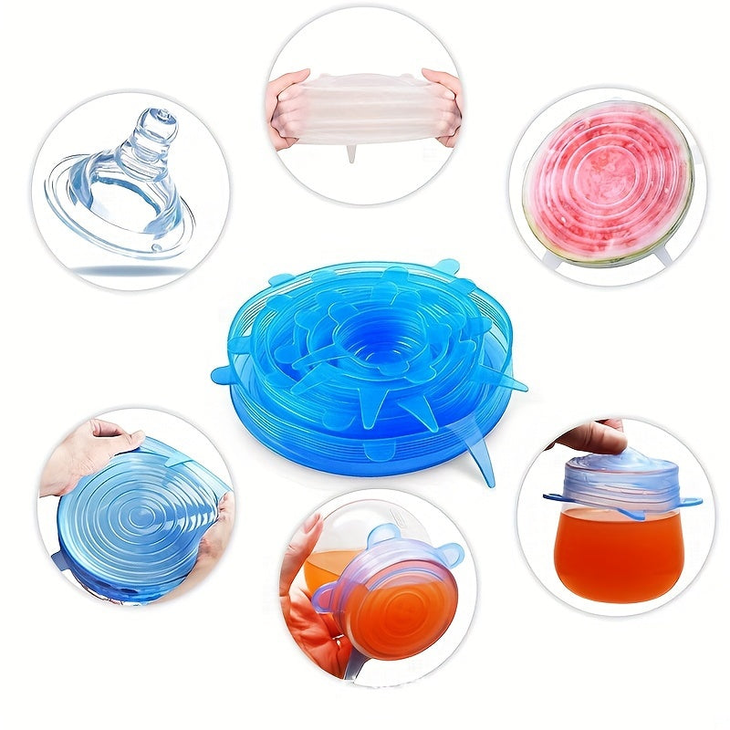 Keep your food fresh with this set of 6 reusable silicone food covers. These square, stretchable, and dishwasher safe lids are perfect for bowls, plates, and containers. Say goodbye to wasteful plastic wrap and keep your fruits and vegetables fresh with