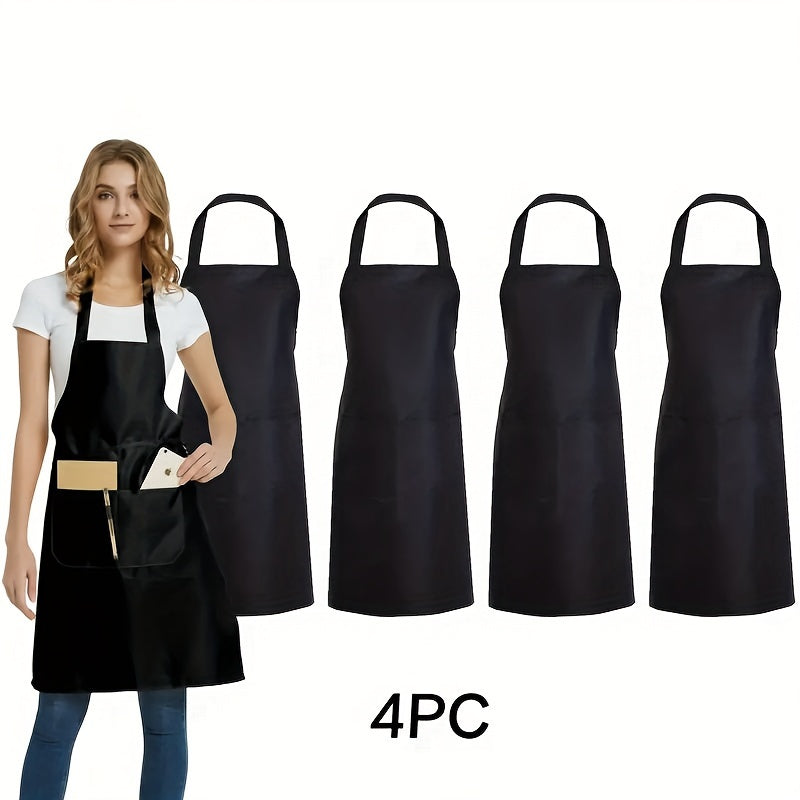 Adjustable canvas aprons with pockets - waterproof, stain-resistant, and comfortable for various uses, easy to clean.