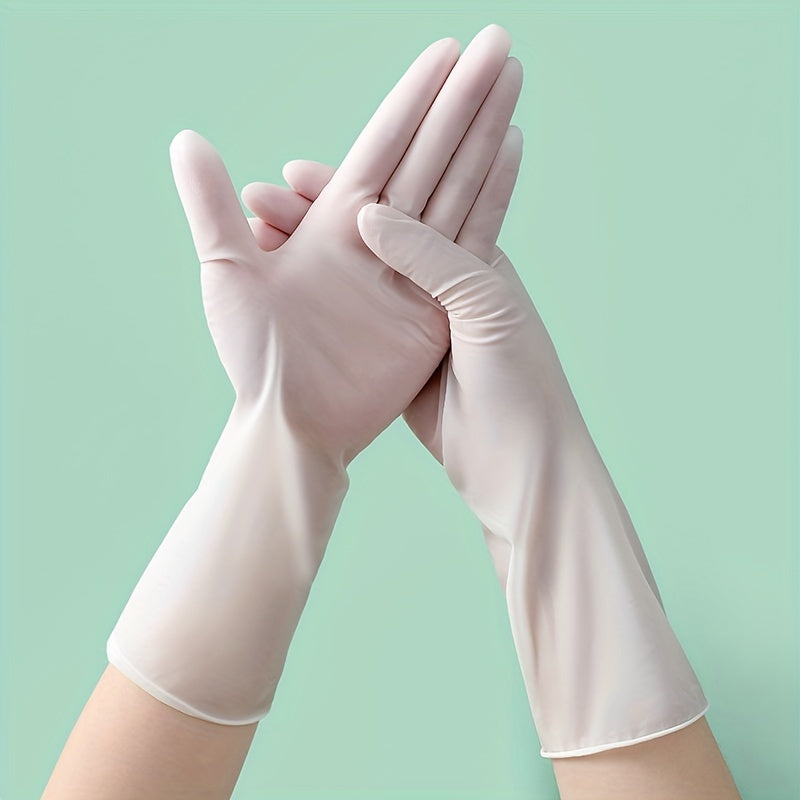 Get a bundle of 50 waterproof nitrile gloves, perfect for kitchens, cleaning, car maintenance, tattoos, and hair dyeing. These gloves are latex and powder-free, making them durable and safe for all your needs.