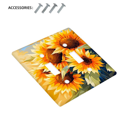 Sunflower diamond art light switch cover; no batteries required; fits standard single and double outlets in kitchen, bathroom, living room.