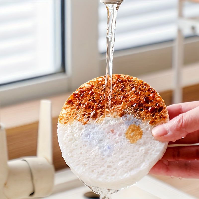 Three high-quality thick cellulose sponges in one convenient pack. These large sponges are excellent for absorbing liquids and double-sided for maximum cleaning efficiency. They are bubble-rich, non-toxic, and come with a hanging rope for easy storage