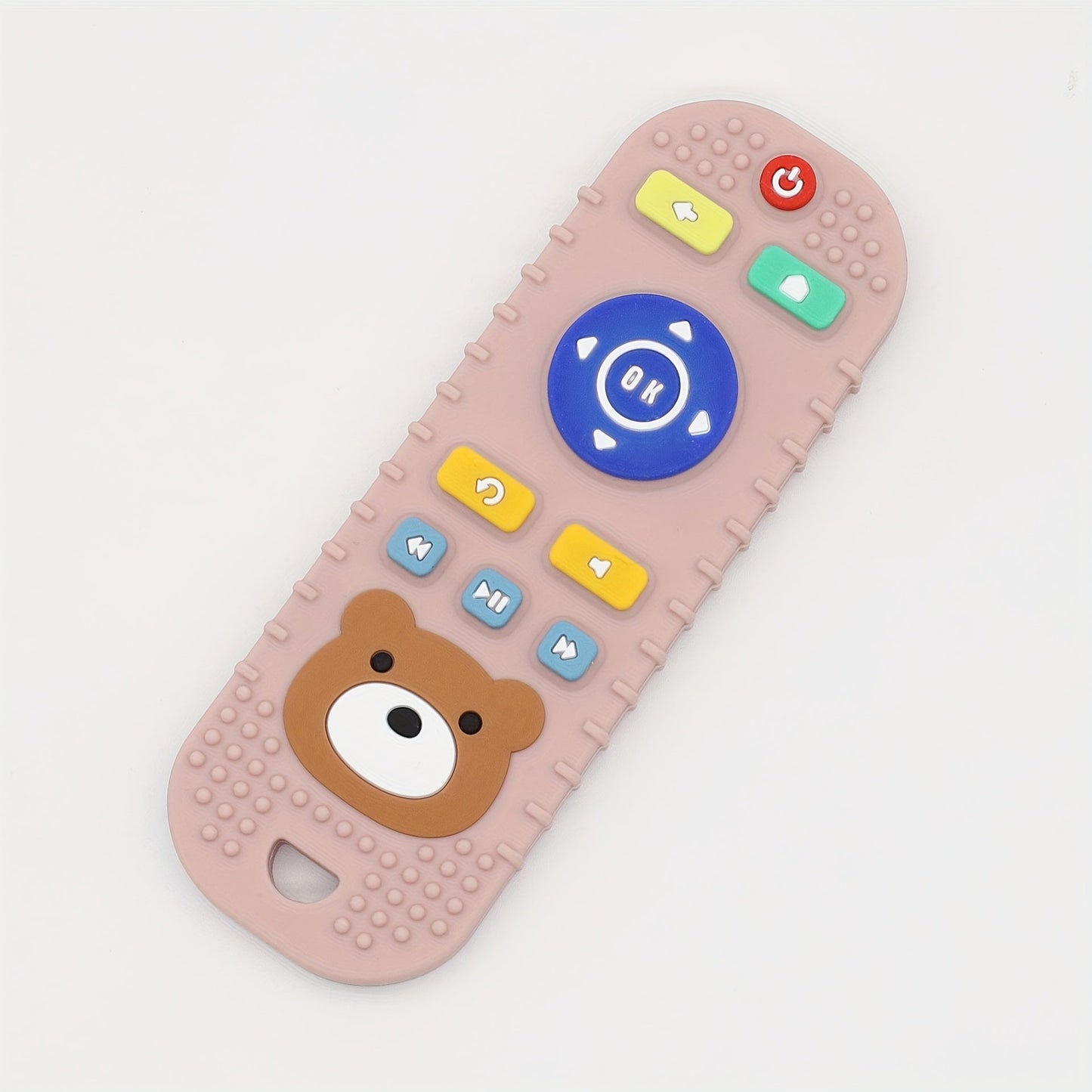 Cartoon Bear Design Silicone Teething Remote Control Toy for Babies, Oral Motor Development Soother, Multicolor, Easy to Clean, 1 Pack