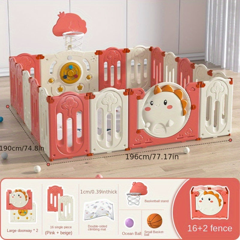 Indoor Baby Playpen Set with Foldable Design, Includes Crawling Mat and Safety Fence.