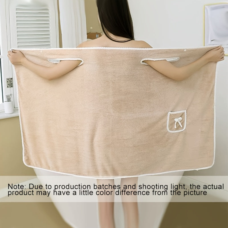 1pc women's coral fleece wearable bath towel wrap - lightweight, modern style, hand/machine washable, ideal for spa, pool, gym, travel, and home use.