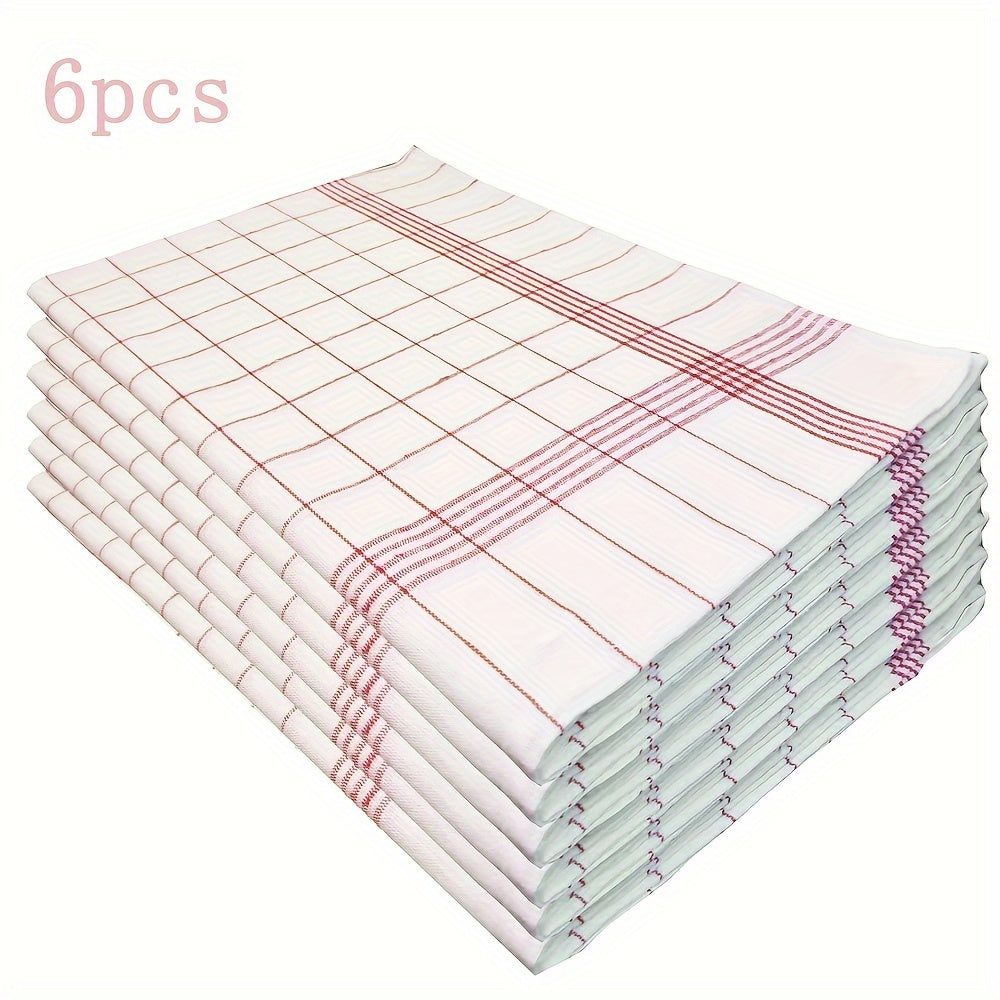 6/12pcs Plaid Dish Towel with Scouring Pad