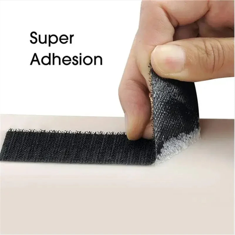 Black 10pcs Strong Self-Adhesive Carpet Fixing Stickers - Fastener Hooks for Bed Sheets, Sofas, and DIY Carpets - Anti-Slip Mat Tape