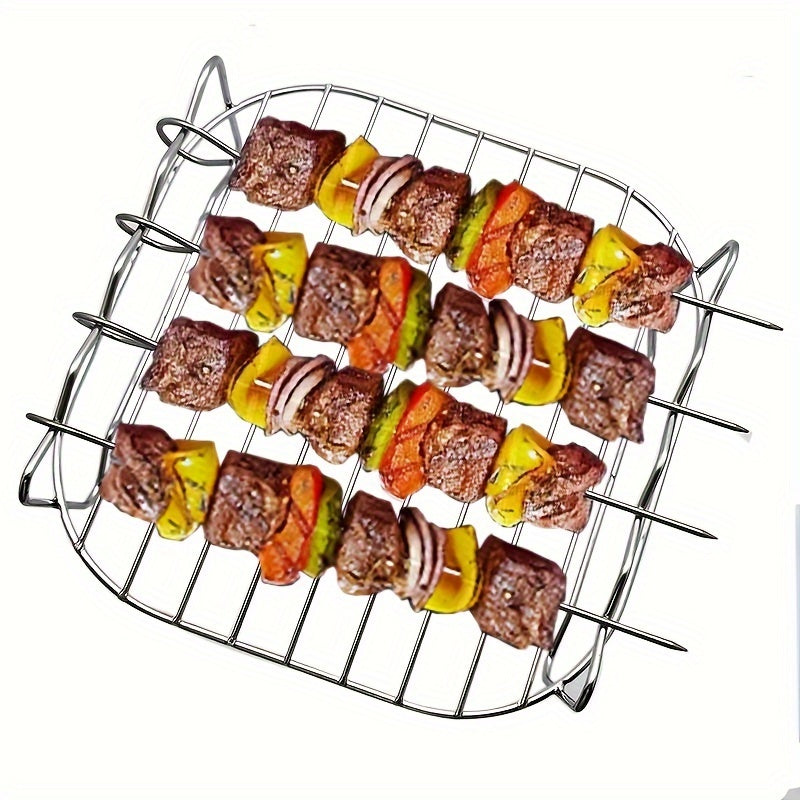 Durable Stainless Steel Air Fryer Accessories Set includes Double Layer Rack, Skewer Holder, Steamer Stand and 4 Skewers - A Multi-functional Kit for your Air Fryer