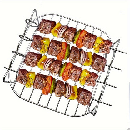 Durable Stainless Steel Air Fryer Accessories Set includes Double Layer Rack, Skewer Holder, Steamer Stand and 4 Skewers - A Multi-functional Kit for your Air Fryer