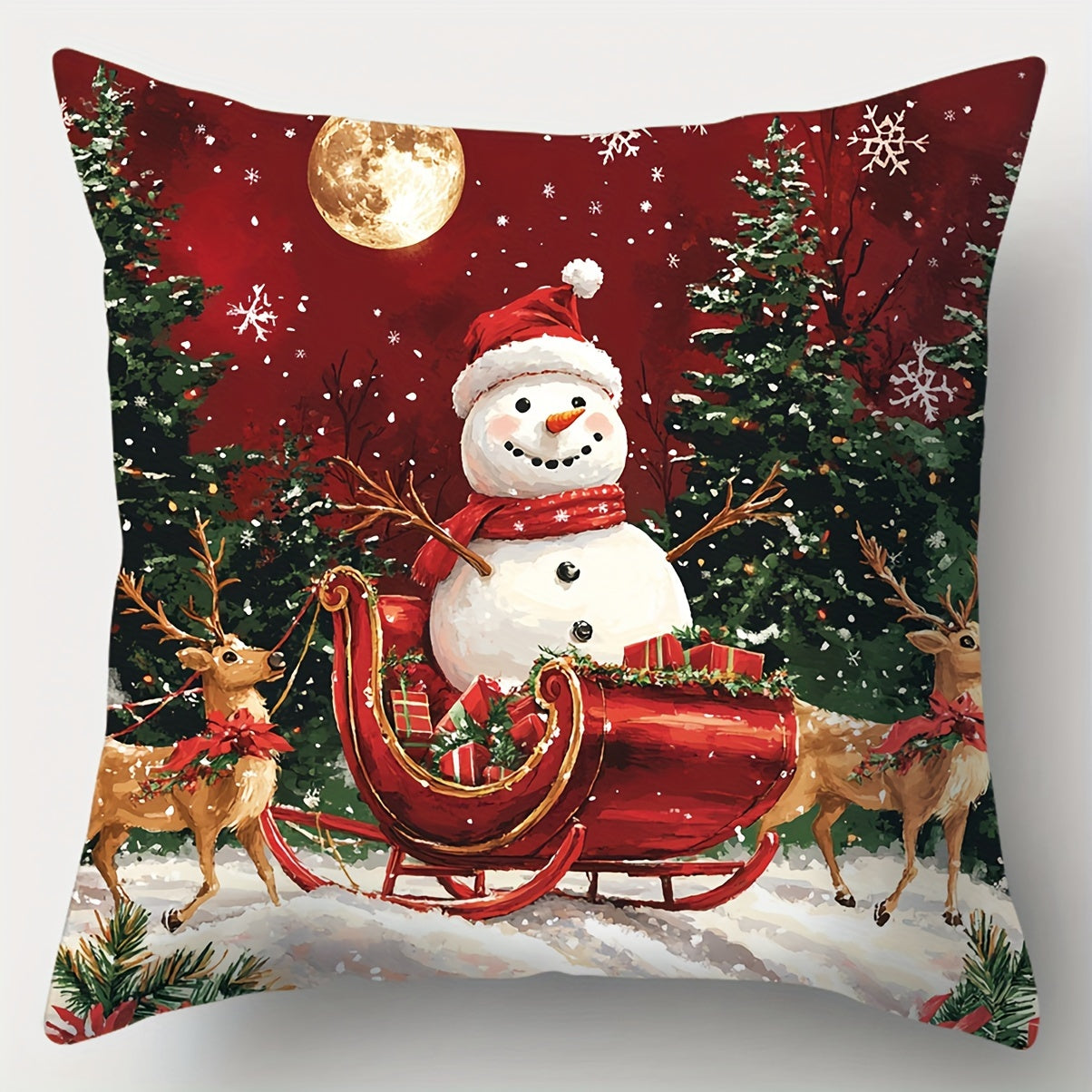 Set of 4 modern Christmas throw pillow covers, woven polyester, hand-washable, zippered, festive holiday prints, sofa and living room décor, 45.01x45.01 cm, insert not included.