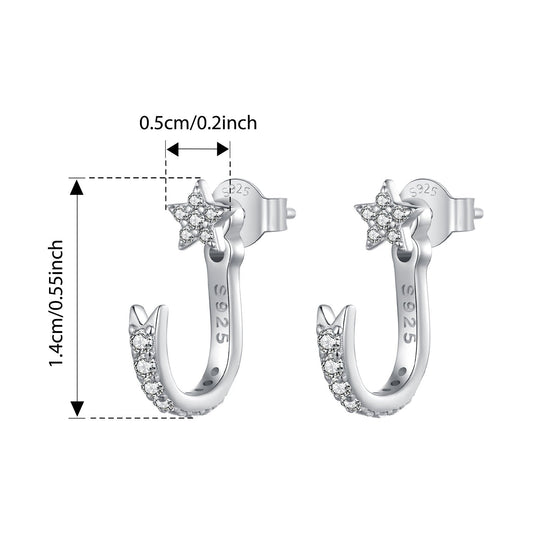 French-inspired Dangle Earrings with Glitter, crafted from 925 Sterling Silver and Synthetic Zirconia, Safe for Sensitive Skin. Sparkling Jewelry for Women, weighing 2.7g and ideal for Music Festivals and Parties. Versatile accessory suitable for all