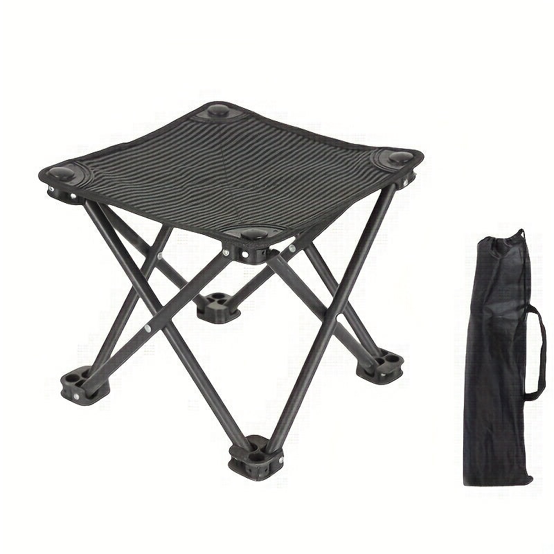 Foldable and Lightweight Black Chair - Sturdy Metal Construction, Perfect for Outdoor Activities like Camping, Beach Trips, Fishing, and Parties - Convenient Carry Handle with Fabric Seating Surface