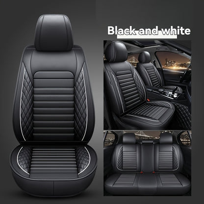 Luxurious 5-seater car seat covers set with faux leather surface, ideal for sedans and SUVs. Easy maintenance, non-textile weave, perfect New Year gift.