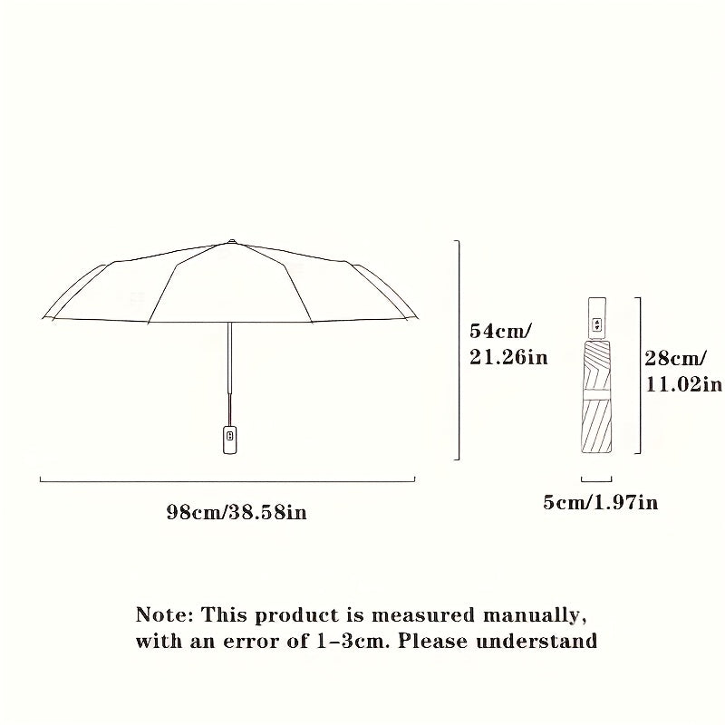 Automatic folding umbrella with UV protection, cute design, durable iron structure, Pongee (210T) canopy, foldable and portable.