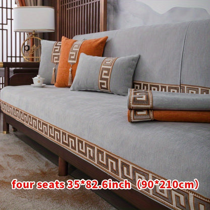 Chinese style dustproof sofa slipcover for all seasons, suitable for bedroom, office, and living room.