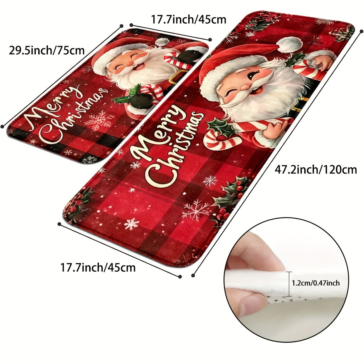 Festive Red Santa Claus Doormat - Non-Slip, Machine Washable Christmas Decoration for Living Room, Bedroom, Kitchen & Beyond