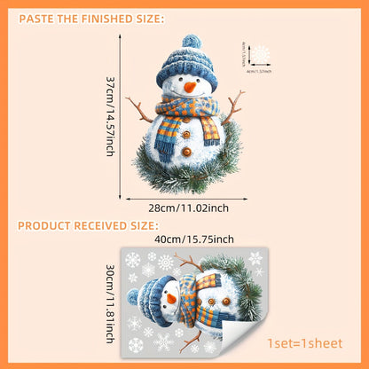 Snowman Window Cling for a Modern Look, Self-Adhesive Static Film made of Polyvinyl Chloride, Double-Sided Visual Design for the Festive Season, 3D Wall Sticker in a Single Sheet measuring 30x40cm - Item Number CT3045-YL.