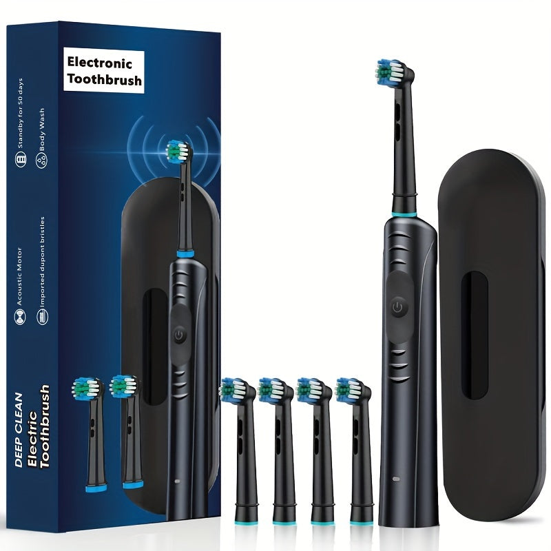 Rechargeable electric toothbrush, ideal for adults and couples, provides deep teeth cleaning.